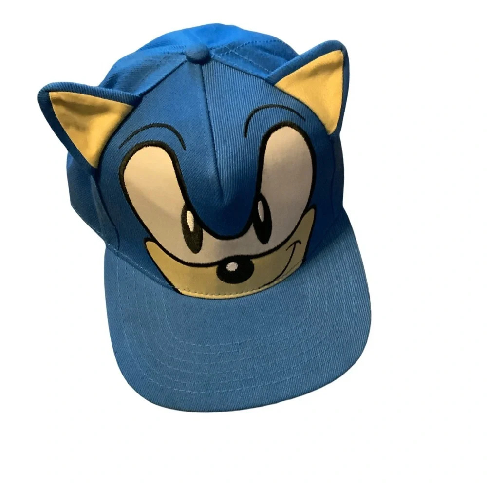 Sonic the Hedgehog Sega Hat Cap 3D ears Embroidered Outline around Face & Eyes